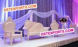 ENGLISH WEDDING FURNITURES - Polished Wood and Upholstery, Off-White, Varied Sizes | Elegant Design, Durable Materials, Comfortable Seating, Royal Look, Easy Assembly, Customizable Options