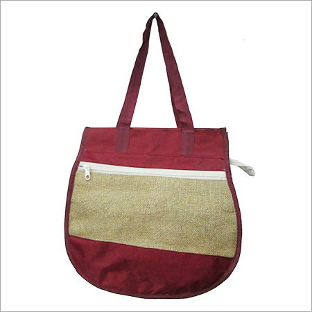 Jewellery Packing Jute (d) Bag - Jute Fabric, 12x15x5 inches, Burgundy, 5 Liter Capacity | Zipper Closure, Eco-Friendly, Durable, Reusable, Lightweight, Double Fabric Handles