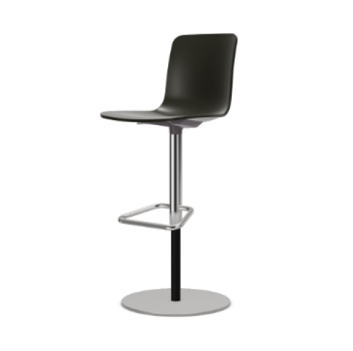 Bar Stool Chair - Stainless Steel & Leather, Standard Size, Chrome Metallic Finish, Lightweight, Round Shape, Freestanding Design