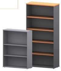 Library Cabinets - Metal Frame With Wood Shelves, Rectangular Shape, Matte Powder Coated Finish, Available In Various Sizes, Free Standing Design