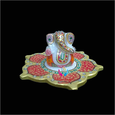 Marble Kamal Plate Ganesh