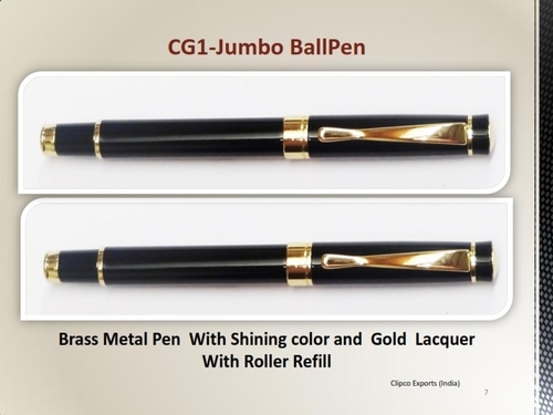 CG1-Jumbo BallPen - Brass Metal, 140 mm, Black Blue Red Ink | Smooth Writing, Durable, Comfortable Grip