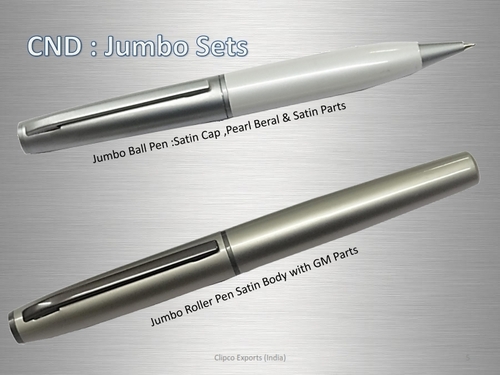 CND-Jumbo Sets - Metal Pen 140-150mm Silver, Black Blue Red Ink | Smooth Writing, Stylish Design, Refillable Jotter