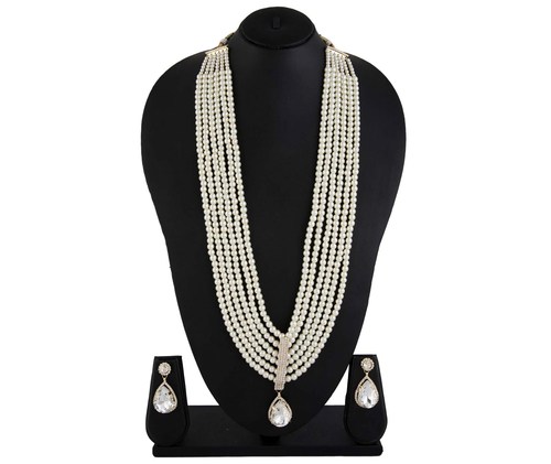 Royal Pearl Queen Raani Necklace Earrings Set 435 - Pearls, 40-45 cm, White | Elegant Design, Matching Earrings, Clasp Closure