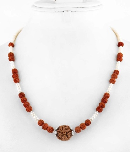 Original Rudraksha With Pearl Gemstone Bedaed Necklace