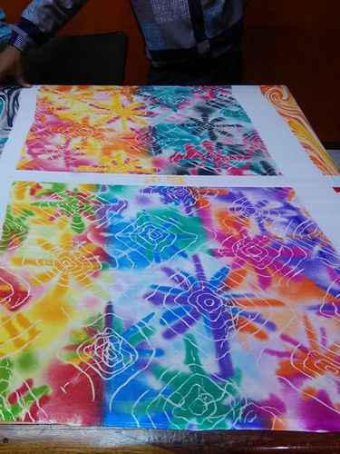 Poly Dani Hand Print - Cotton, Variable Dimensions, Multicolor | Unique Floral Tropical Design, Vibrant Hand-Printed Fabric