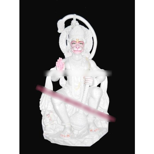 WHITE MAKRANA MARBLE HANUMAN STATUE 