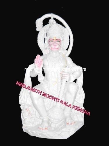 WHITE MAKRANA MARBLE HANUMAN STATUE 