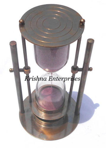 Brown Antique Sand Timer With Compass