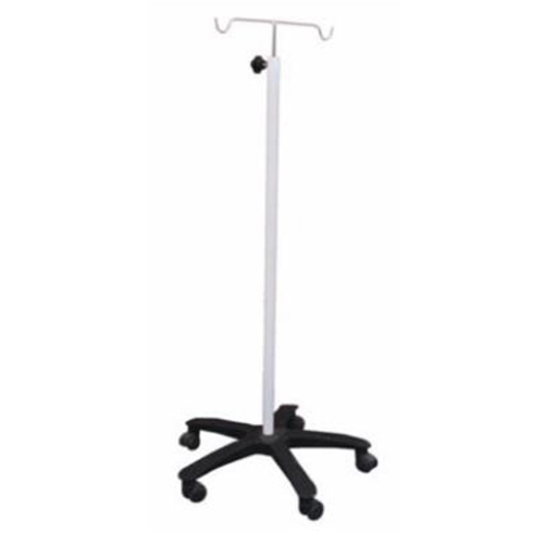 Saline Stand - Stainless Steel Tubular Pipe Frame, Adjustable Height 137 to 240 cms with Double Hook | Durable, Five Leg PVC Base with Coaster Wheels
