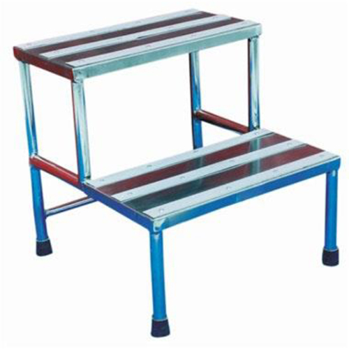 SS Foot Step Double - Stainless Steel Tubular Frame, 450 mm (L) x 450 mm (W) x 450 mm (H) | Durable, Scratch-Resistant PVC Stumps, Ideal for Hospitals and Clinics