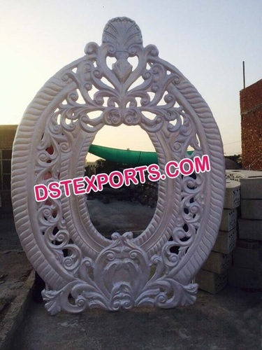 Wedding Stage Beautiful Oval Screen - Fiber 7x4 Feet White, Elegant Intricate Design, Easy Assembly, Durable