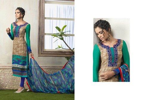 Printed Multi Colour Dress Material