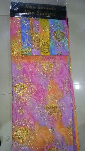 poly dani hand print with motichur wark