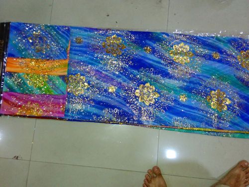 poly dani hand print with motichur wark