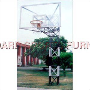 Basketball Pole - Steel, 10-12 ft Height, 48x36 in Backboard, White Color, 18 in Rim Diameter | Corrosion-Resistant, Stylish, Durable, High-Strength, Outdoor Use