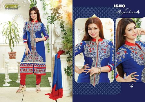 Designer Salwar Suit - Soft Silk, 54 Inches, Blue | Intricate Embroidery, Elegant Design, Perfect Fit, Durable Material