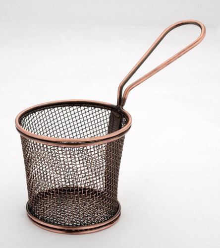 MINI SERVING TAPERED COPPER BASKET ROUND