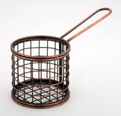 MINI SERVING COPPER BASKET ROUND