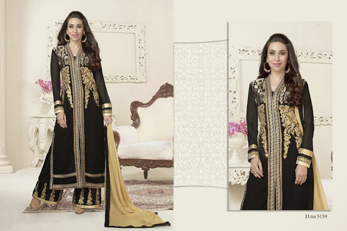 Black Palazzo Printed Salwar Kameez