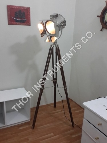 Chrome SpotLight Tripod Lamp Modern Searchlight With Floor Tripod Full Steel