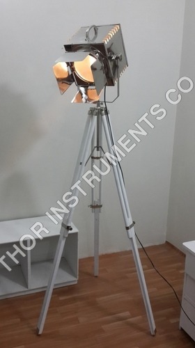 Corner SpotLight Tripod Lamp Modern Vintage Searchlight W/ Antique White Tripod