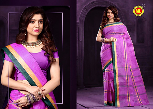Purple Zari Border Cotton Sarees