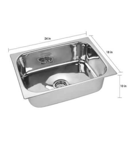 Single Bowl Straight Sink - Material: Stainless Steel