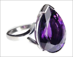 Amethyst Ring - Sterling Silver, Size 7, Pear-Shaped Purple Amethyst | Elegant Design, Polished Finish, Durable Metal