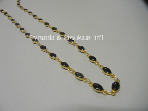 Same As Picture Gold Plated Bezel Set Black Onyx Necklace Selling Per Piece 