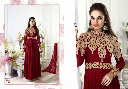 Maroon Embroidered Salwar Kameez