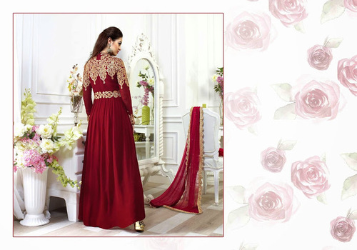 Maroon Party Wear Anarkali Salwar Suits