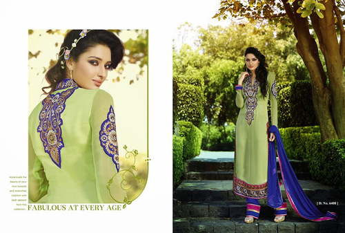 Green And Blue Designer Party Wear Suit