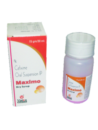 Cefixime Oral Suspension - 50 mg/5 ml, Oral Suspension | MAXIMO, WHO-GMP, Antibacterial Action, Quick Onset, Child-Friendly