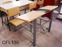 Classroom Desk - Wood & Metal, 70x50x75 cm, Beige | Durable, Spacious, Ergonomic, Stable Seating for 2