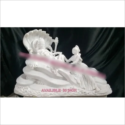 Polishing White Marble Vishnu & Laxmi Statue