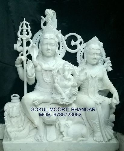 White Marble Shiv Privar Statue