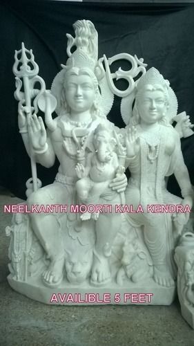 WHITE MARBLE SHIV PRIVAR STATUE IDOL