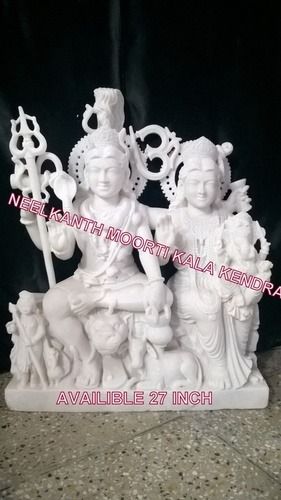 Polishing White Marble Shiv Privar Statue Manufacture