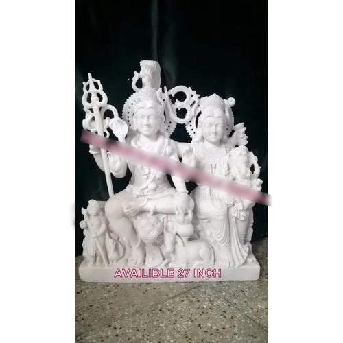 White Marble Shiv Privar Statue Manufacture - Finishing: Polishing