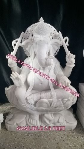 WHITE MARBLE GANESH STATUE IDOL