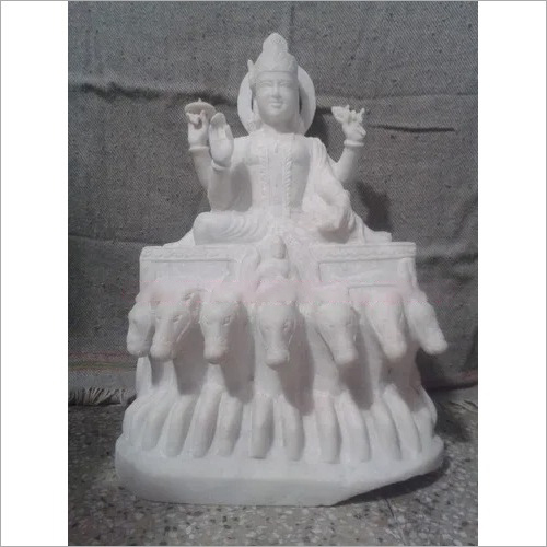 WHITE MARBLE SURYA BHAGWAN  STATUE IDOL