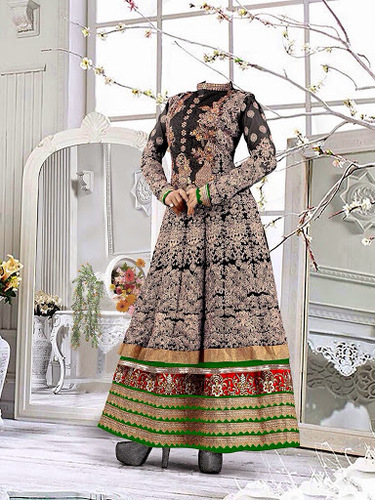 Jodha Suits Ready In Stock - Black Georgette Anarkali Suit, Size Upto 50 Chest | Embroidered Resham, Zari, Sequins Work, Pure Chiffon Dupatta