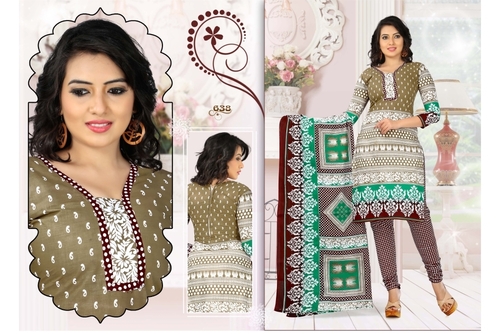 Pure Cotton Dress Materials - Cotton, Multicolor, Printed, Short Sleeves | Elegant Design, Eye-Catching Color, Resistant to Shrink, Fine Finish