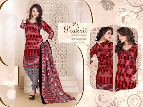 Red Unstitched Cotton Suits