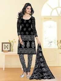 Black Fancy Cotton Dress Materials