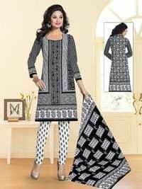 Grey Cotton Printed Dress Materials