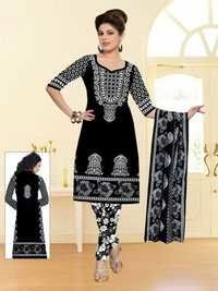 Cotton Unstitched Black And White Dress Materials