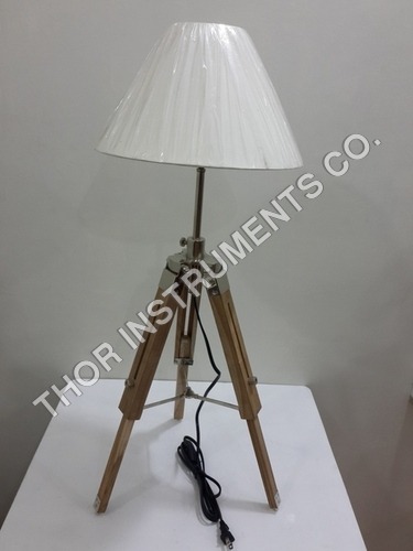 Nautical Collectible Studio Table Lamp Spot Searchlight With Wooden Tripod Stand