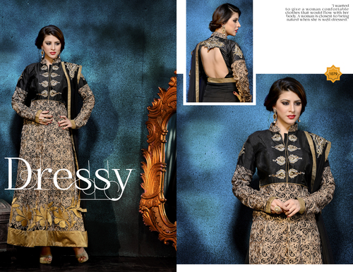 Black Boutique Style Embroidered Straight Suit - Row Silk Fabric, Black, Diamond Work, Santoon Bottom, Lace Border Dupatta | Elegant Style, Party Wear, Perfect Fit